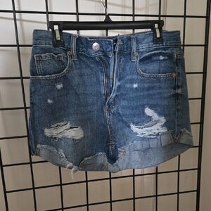 Distressed Denim Mini Skirt